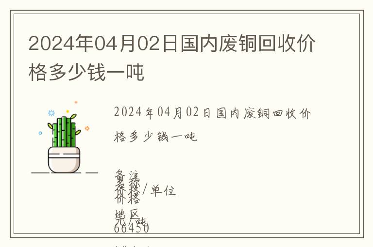 2024年04月02日國(guó)內(nèi)廢銅回收價(jià)格多少錢一噸