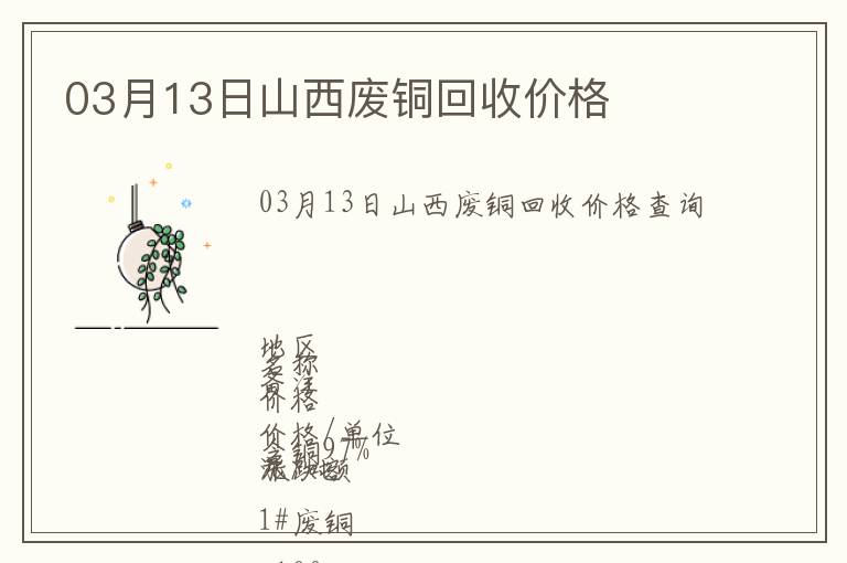 03月13日山西廢銅回收價格