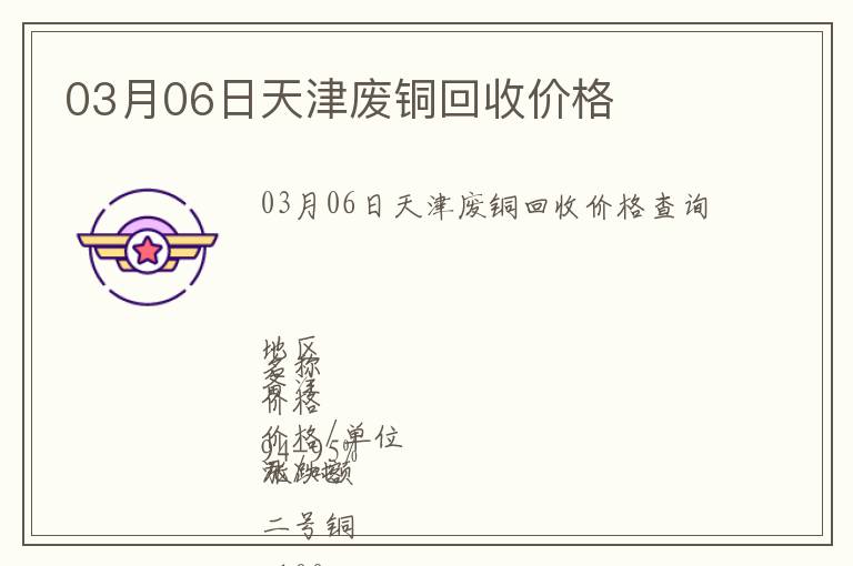 03月06日天津廢銅回收價格