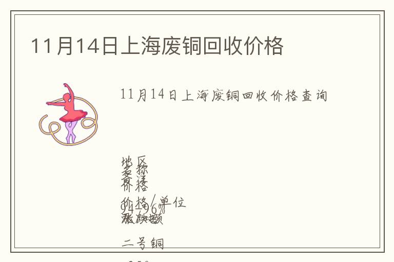 11月14日上海廢銅回收價格