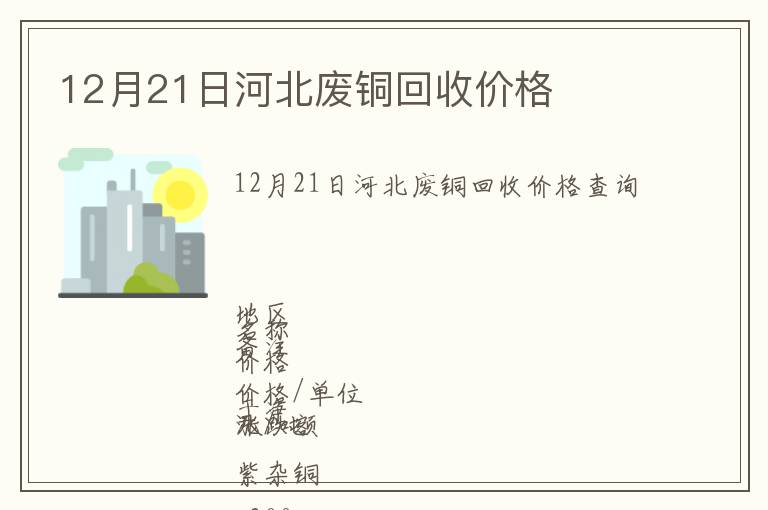 12月21日河北廢銅回收價(jià)格