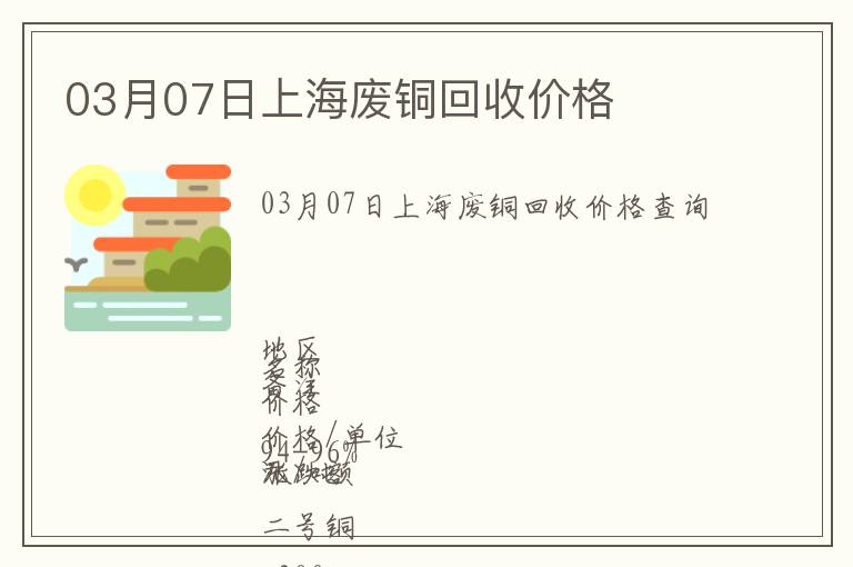 03月07日上海廢銅回收價格