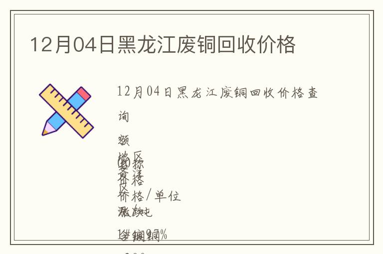 12月04日黑龍江廢銅回收價格