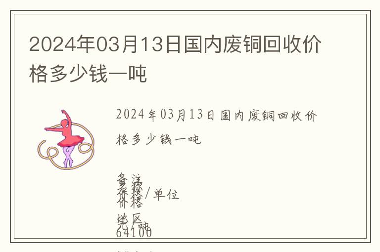 2024年03月13日國內廢銅回收價格多少錢一噸