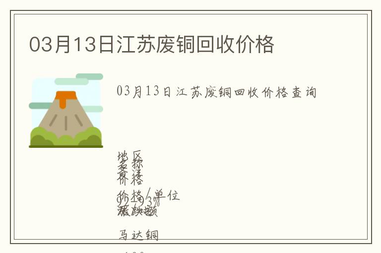 03月13日江蘇廢銅回收價(jià)格