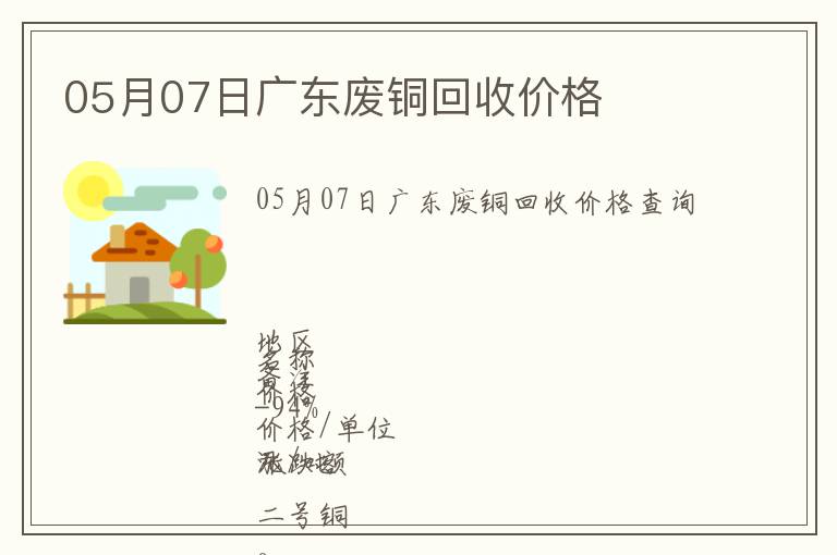 05月07日廣東廢銅回收價格