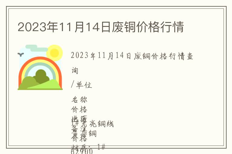 2023年11月14日廢銅價(jià)格行情