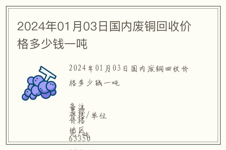 2024年01月03日國(guó)內(nèi)廢銅回收價(jià)格多少錢(qián)一噸