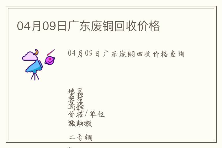 04月09日廣東廢銅回收價(jià)格