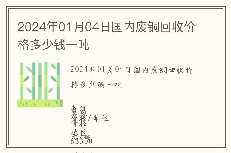 2024年01月04日國內(nèi)廢銅回收價格多少錢一噸