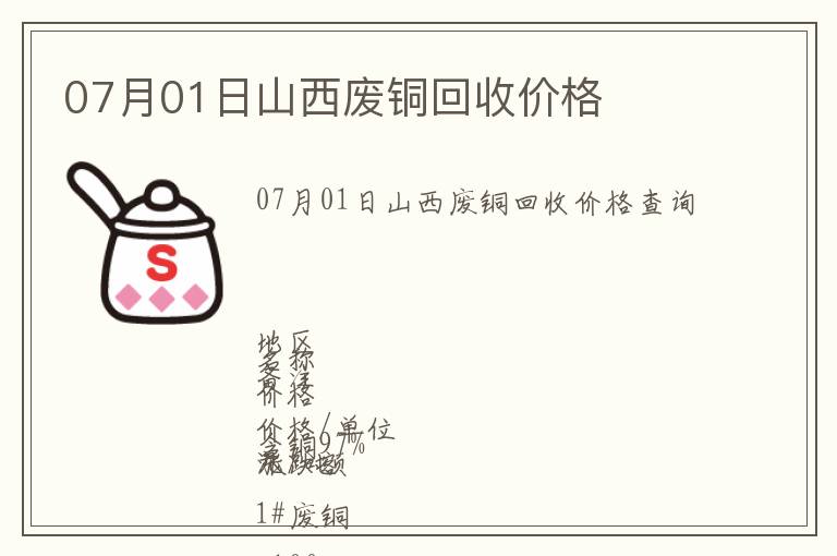07月01日山西廢銅回收價(jià)格