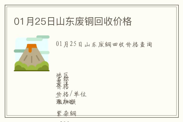 01月25日山東廢銅回收價(jià)格