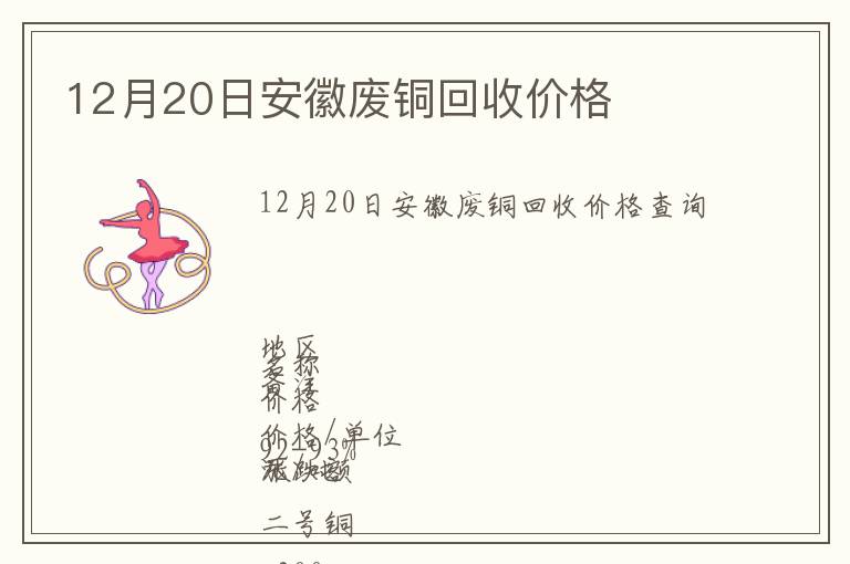 12月20日安徽廢銅回收價格