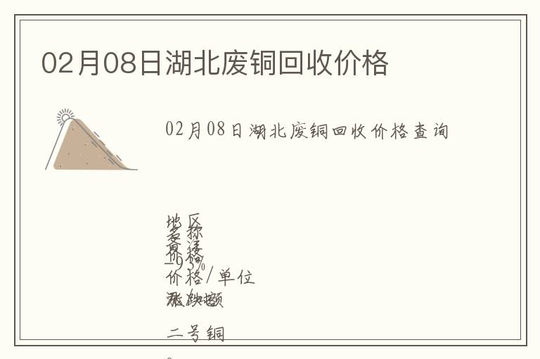 02月08日湖北廢銅回收價(jià)格