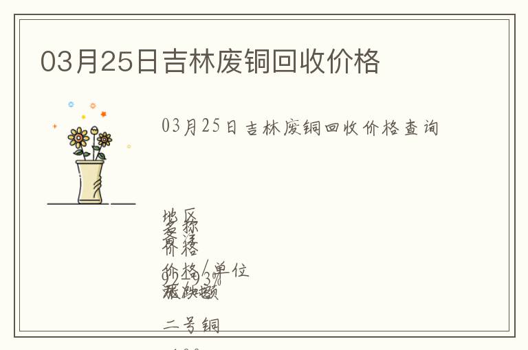 03月25日吉林廢銅回收價格