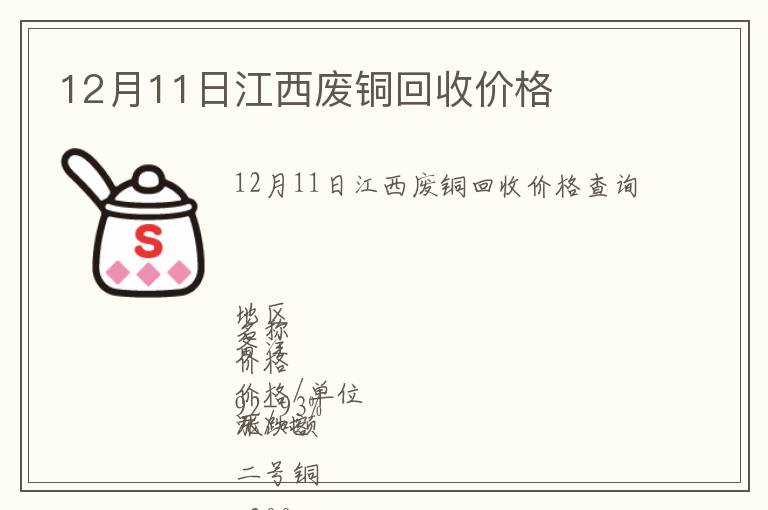 12月11日江西廢銅回收價(jià)格