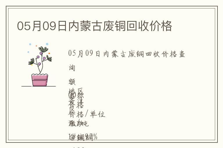 05月09日內蒙古廢銅回收價格
