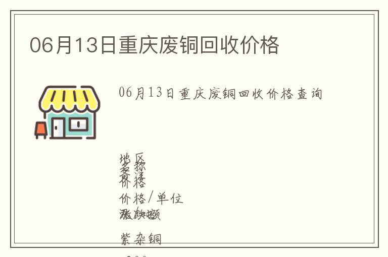 06月13日重慶廢銅回收價格