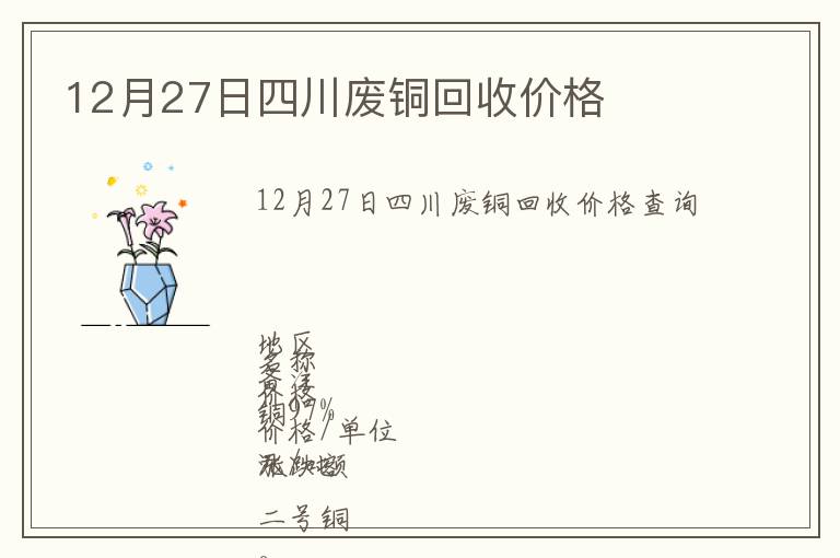 12月27日四川廢銅回收價格
