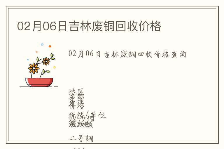 02月06日吉林廢銅回收價格