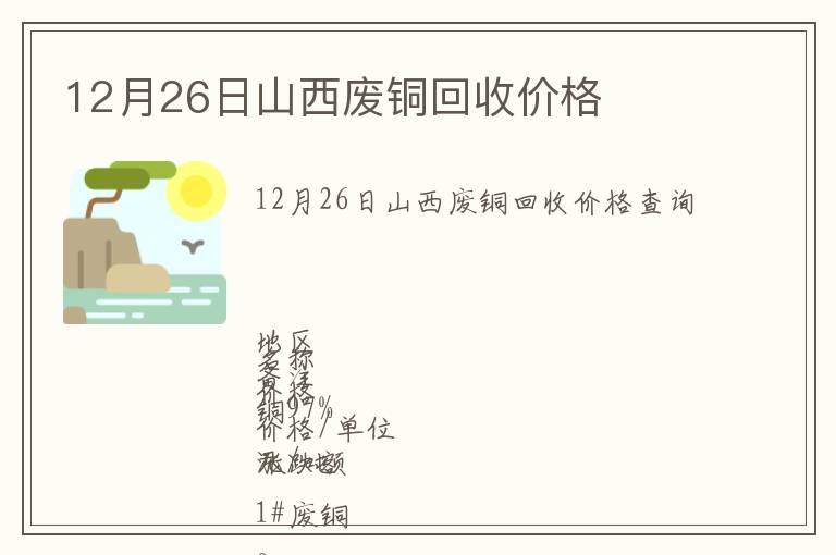 12月26日山西廢銅回收價(jià)格