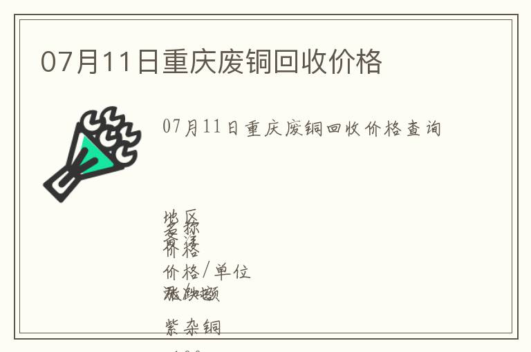 07月11日重慶廢銅回收價格