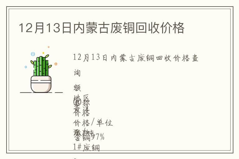 12月13日內(nèi)蒙古廢銅回收價(jià)格