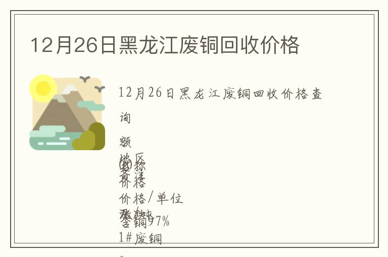 12月26日黑龍江廢銅回收價(jià)格