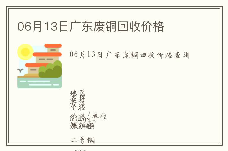 06月13日廣東廢銅回收價(jià)格