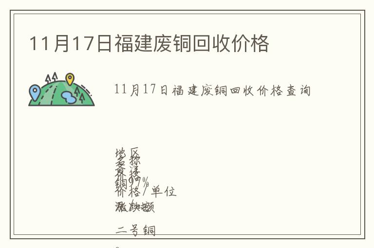 11月17日福建廢銅回收價格