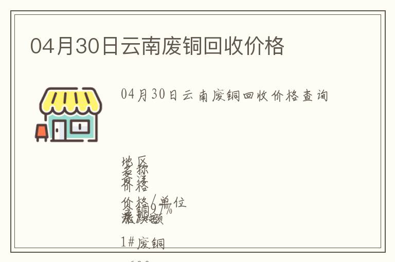 04月30日云南廢銅回收價(jià)格