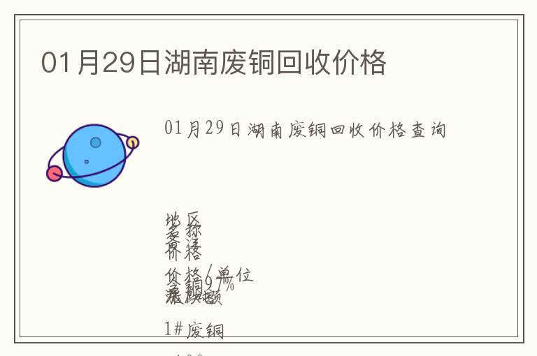 01月29日湖南廢銅回收價格