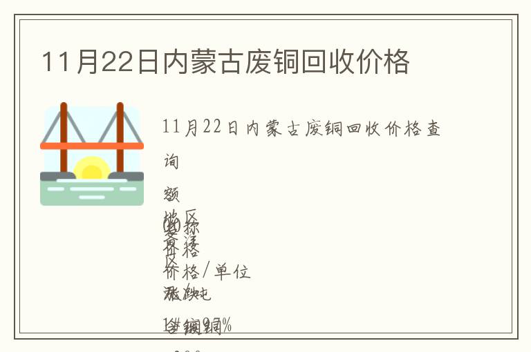 11月22日內蒙古廢銅回收價格