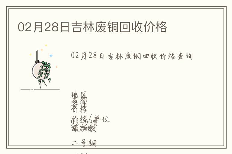02月28日吉林廢銅回收價格