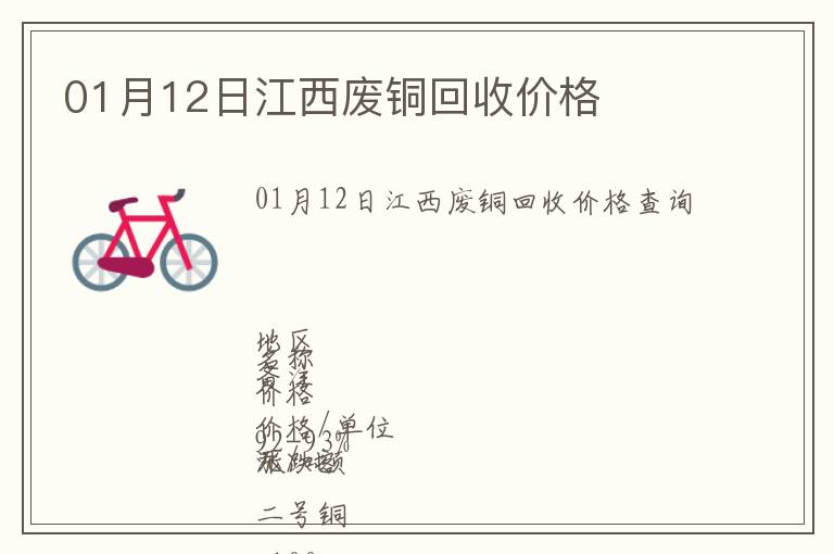 01月12日江西廢銅回收價(jià)格