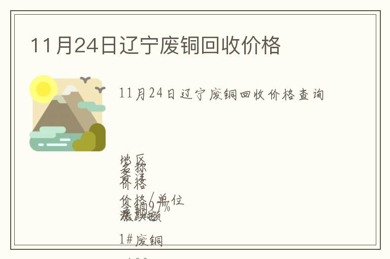 11月24日遼寧廢銅回收價格