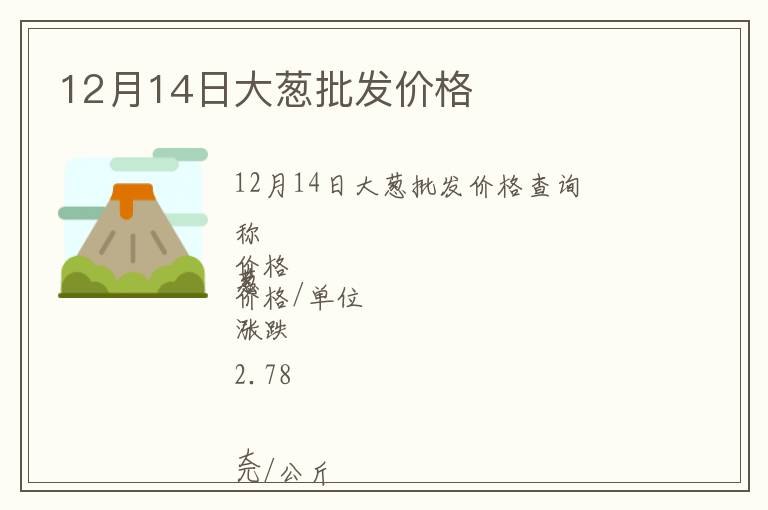 12月14日大蔥批發價格