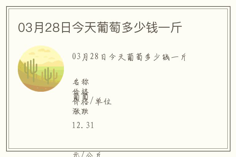 03月28日今天葡萄多少錢一斤