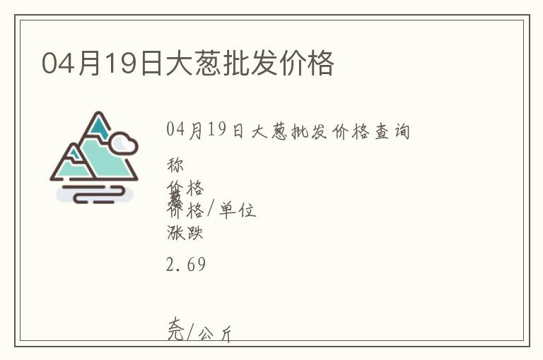 04月19日大蔥批發價格