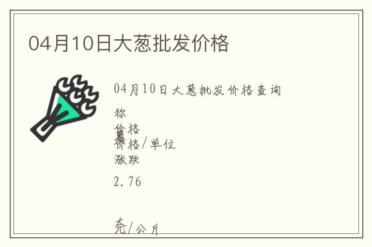 04月10日大蔥批發價格