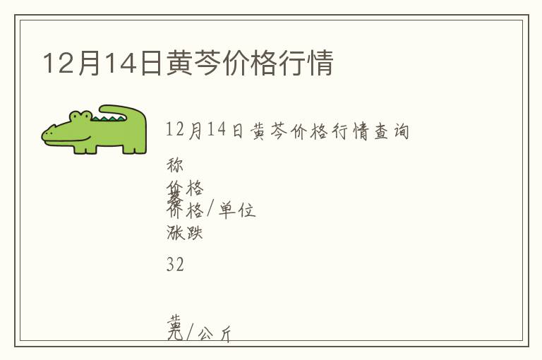 12月14日黃芩價格行情