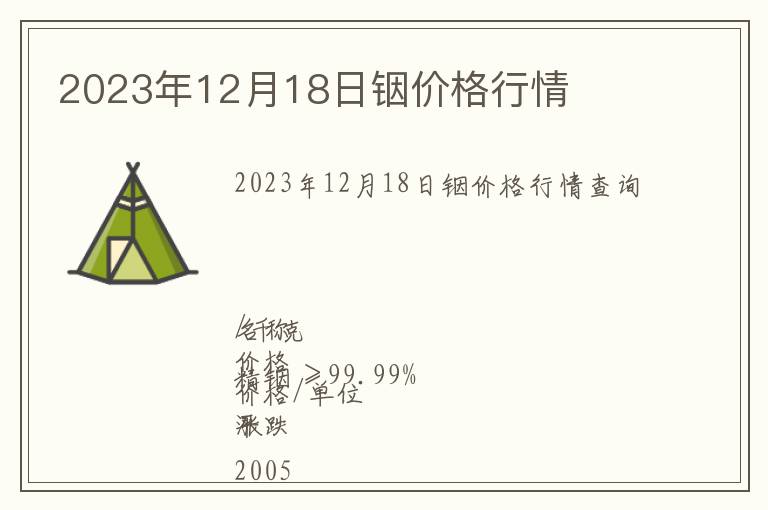 2023年12月18日銦價(jià)格行情