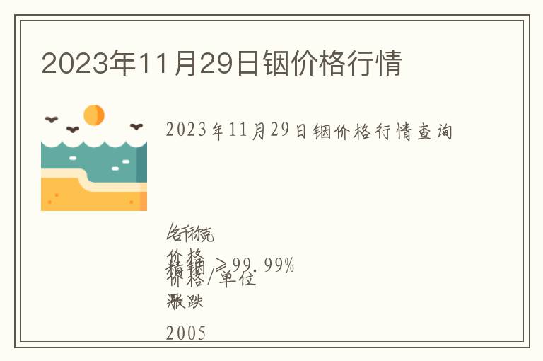 2023年11月29日銦價格行情