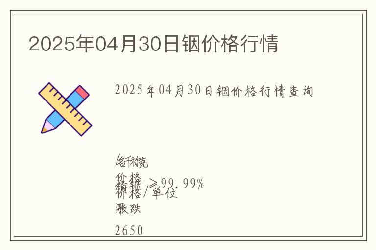 2025年04月30日銦價(jià)格行情