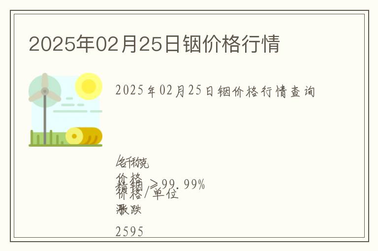 2025年02月25日銦價格行情
