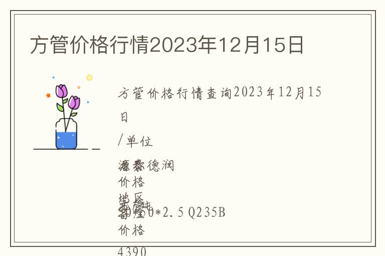 方管價(jià)格行情2023年12月15日