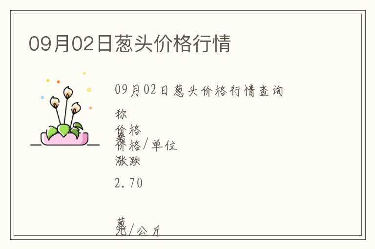 09月02日蔥頭價(jià)格行情
