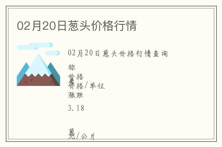 02月20日蔥頭價格行情