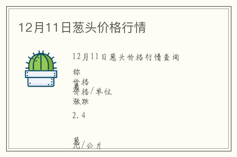 12月11日蔥頭價(jià)格行情