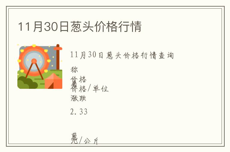 11月30日蔥頭價(jià)格行情